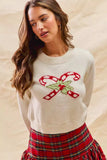 SO ME Christmas Candy Cone Cropped Sweater - Trendsi - Flyclothing LLC