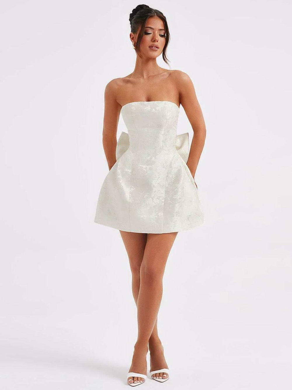 Lace-Up Sleeveless Satin Mini Dress with Bow - Trendsi - Flyclothing LLC