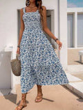 Perfee Frill Printed Square Neck Midi Cami Dress - Trendsi - Flyclothing LLC