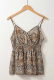 Paisley Printed Smocked Babydoll Cami - Trendsi - Flyclothing LLC