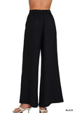 Zenana Relaxed Fit Elastic Waisted Wide Leg Pants - Trendsi - Flyclothing LLC