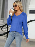 V-Neck Lantern Sleeve T-Shirt - Trendsi - Flyclothing LLC