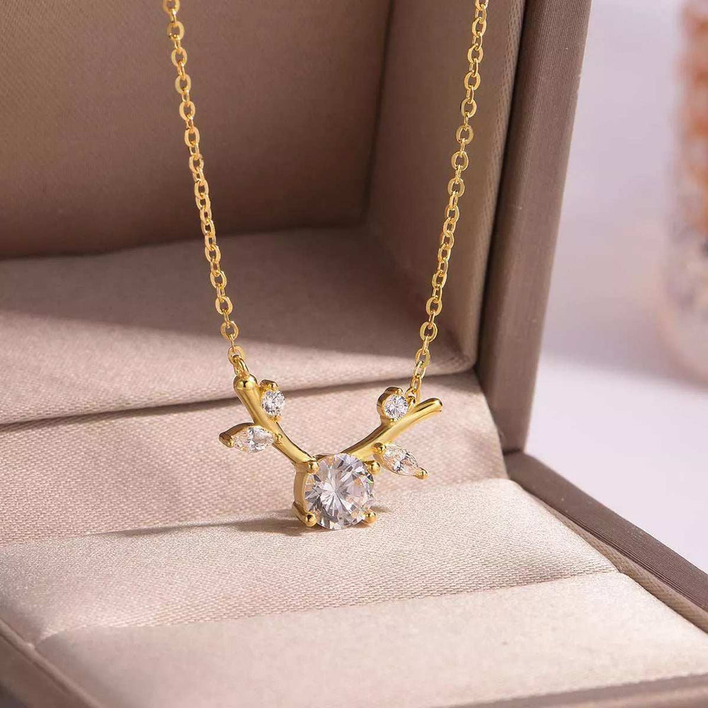 18K Gold-Plated 925 Sterling Silver Moissanite Necklace - Trendsi - Flyclothing LLC