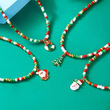 Christmas Themed Beaded Pendant Necklace - Trendsi - Flyclothing LLC
