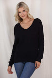 V-Neck Drop Shoulder Sweater - Trendsi - Flyclothing LLC