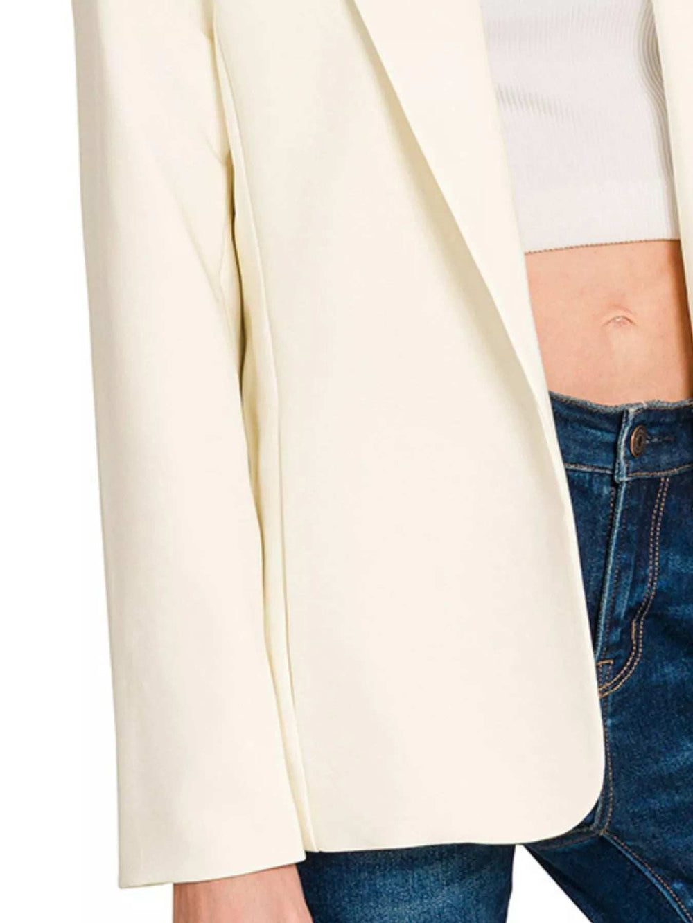 Zenana Woven Long Sleeve Blazer With Lining - Trendsi - Flyclothing LLC