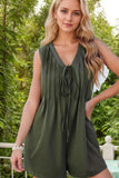 Tie Front Sleeveless Romper - Trendsi - Flyclothing LLC