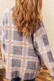 Plaid Button Up Collared Neck Cardigan - Trendsi - Flyclothing LLC