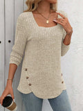 Square Neck Long Sleeve T-Shirt - Trendsi - Flyclothing LLC