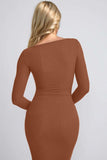 Basic Bae Built-In Shapewear Square Neck Long Sleeve Maxi Dress - Trendsi - Flyclothing LLC