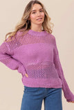 BiBi Openwork Long Sleeve Knit Top - Trendsi - Flyclothing LLC