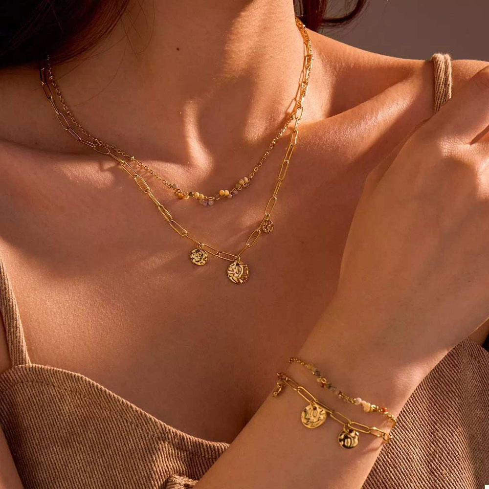 18K Gold-Plated Double-Layered Necklace - Trendsi - Flyclothing LLC