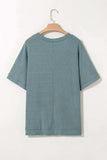 Oversized Ribbed Knit V Neck Dolman Short Sleeve Top - Trendsi - Flyclothing LLC