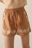 Embroidered Boho Tasseled Drawstring Elastic Waist Casual Shorts - Trendsi - Flyclothing LLC