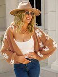 Angel Wings Flower Open Front Long Sleeve Cardigan - Trendsi - Flyclothing LLC