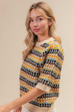BiBi Multi Color Half Sleeve Sweater - Trendsi - Flyclothing LLC