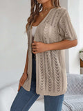 Openwork Open Front Half Sleeve Cardigan - Trendsi - Flyclothing LLC