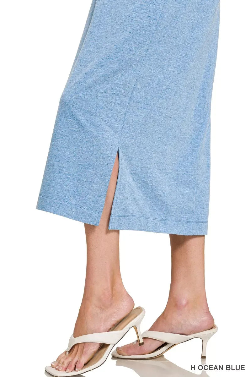 Zenana Round Neck Short Sleeve Midi Dress - Trendsi - Flyclothing LLC