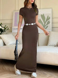 Short Sleeve Maxi Tee Dress - Trendsi - Flyclothing LLC