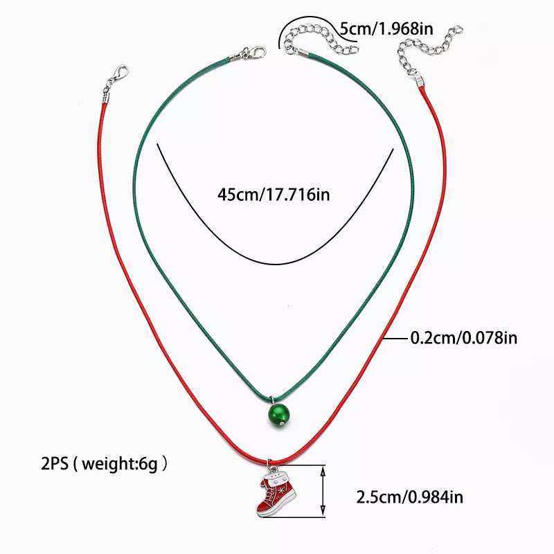 2 Piece Christmas Themed Pendant Necklace - Trendsi - Flyclothing LLC