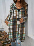 Plaid Zip Up Hooded Coat - Trendsi - Flyclothing LLC