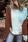 Color Block Round Neck Long Sleeve Sweater - Trendsi - Flyclothing LLC