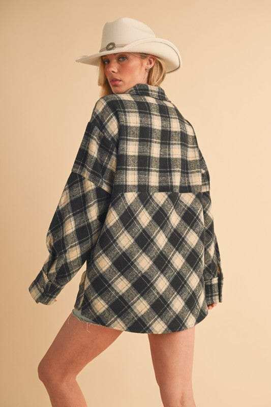 Aemi + Co Slit Plaid Half Zip Drop Shoulder Top - Trendsi - Flyclothing LLC