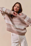 SO ME Variegated Stripe Textured Loose Fit Sweater - Trendsi - Flyclothing LLC