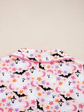 Halloween Ghost Print Button Up Top and Pants Lounge Set - Trendsi - Flyclothing LLC