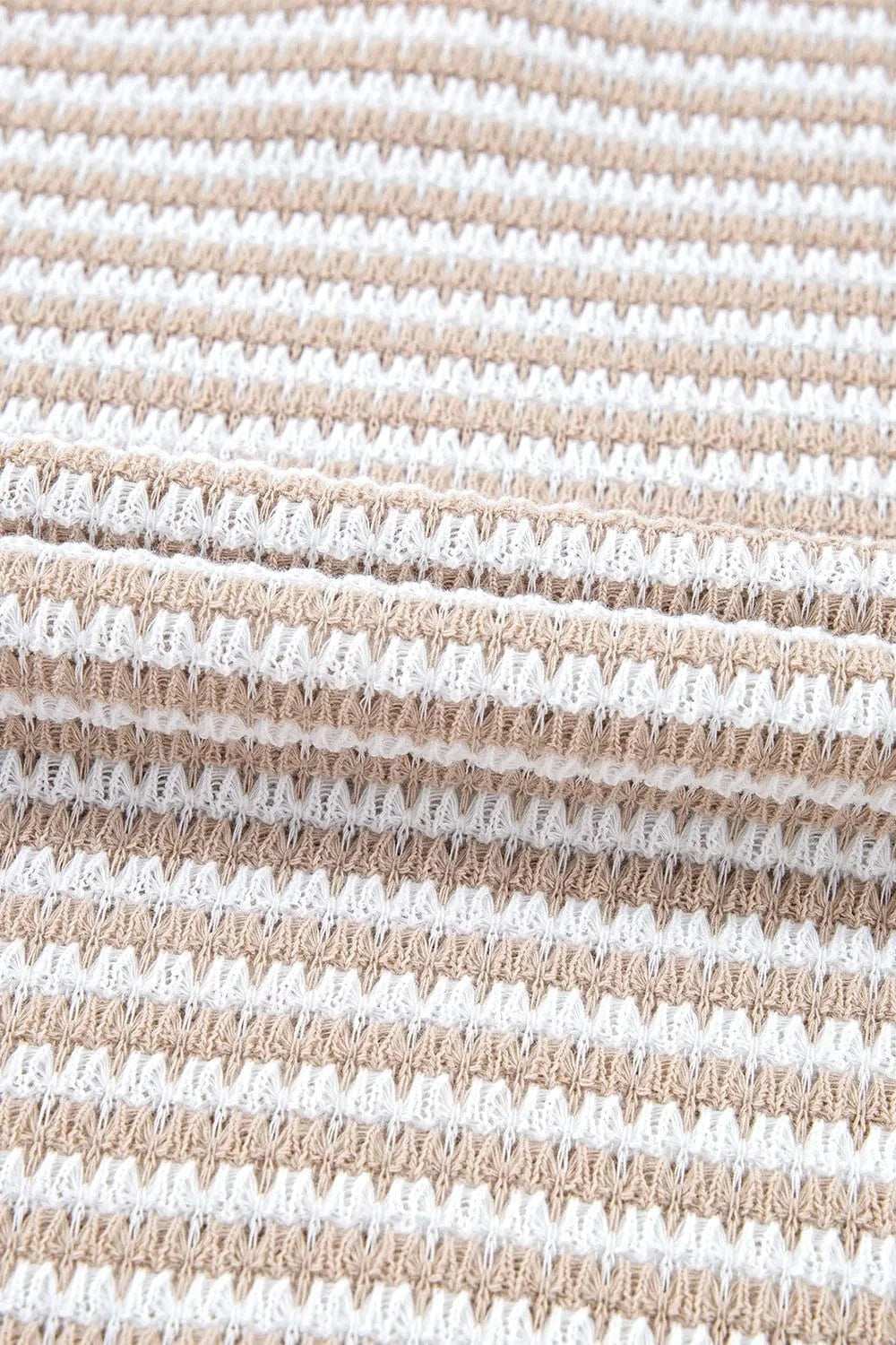 Stripe Buttoned Front V Neck T Shirt - Trendsi - Flyclothing LLC