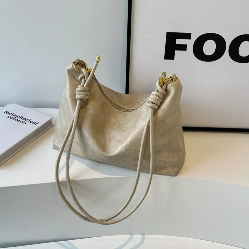 Knotted Strap Leather Handbag - Trendsi - Flyclothing LLC