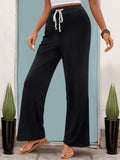 Drawstring High Waist Straight Pants - Trendsi - Flyclothing LLC