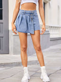 Raw Hem Denim skort - Trendsi - Flyclothing LLC