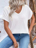 Lace Detail Round Neck Short Sleeve T-Shirt - Trendsi - Flyclothing LLC