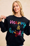 BiBi Tinsel Lettering Christmas Sweater - Trendsi - Flyclothing LLC