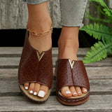 Open Toe Flats Sandals - Trendsi - Flyclothing LLC