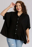 Umgee Full Size Linen Blend Button Down Shirt Plus Size - Trendsi - Flyclothing LLC