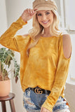 BiBi Tie-Dye French Terry Round Neck Cold Shoulder T-Shirt - Trendsi - Flyclothing LLC