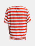 Full Size Contrast Stitching Striped Round Neck T-Shirt - Trendsi - Flyclothing LLC