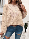 Frill Round Neck Long Sleeve Shirt - Trendsi - Flyclothing LLC