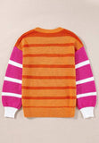 Striped Round Neck Long Sleeve Sweater - Trendsi - Flyclothing LLC