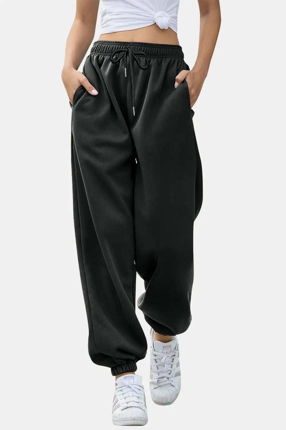 Elastic Waist Joggers with Pockets - Trendsi - Flyclothing LLC