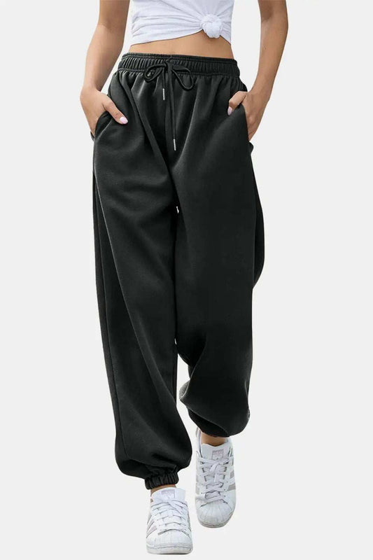 Elastic Waist Joggers with Pockets - Trendsi - Flyclothing LLC