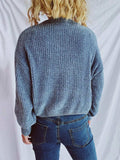 Round Neck Dropped Shoulder Long Sleeve Sweater - Trendsi - Flyclothing LLC