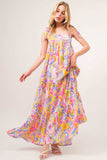 And The Why Full Size Printed Tie Shoulder Tiered Maxi Dress - Trendsi - Flyclothing LLC