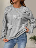 Perfee Bow Round Neck Long Sleeve Sweatshirt - Trendsi - Flyclothing LLC