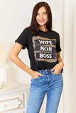 Simply Love WIFE MOM BOSS Leopard Graphic T-Shirt - Trendsi - Flyclothing LLC
