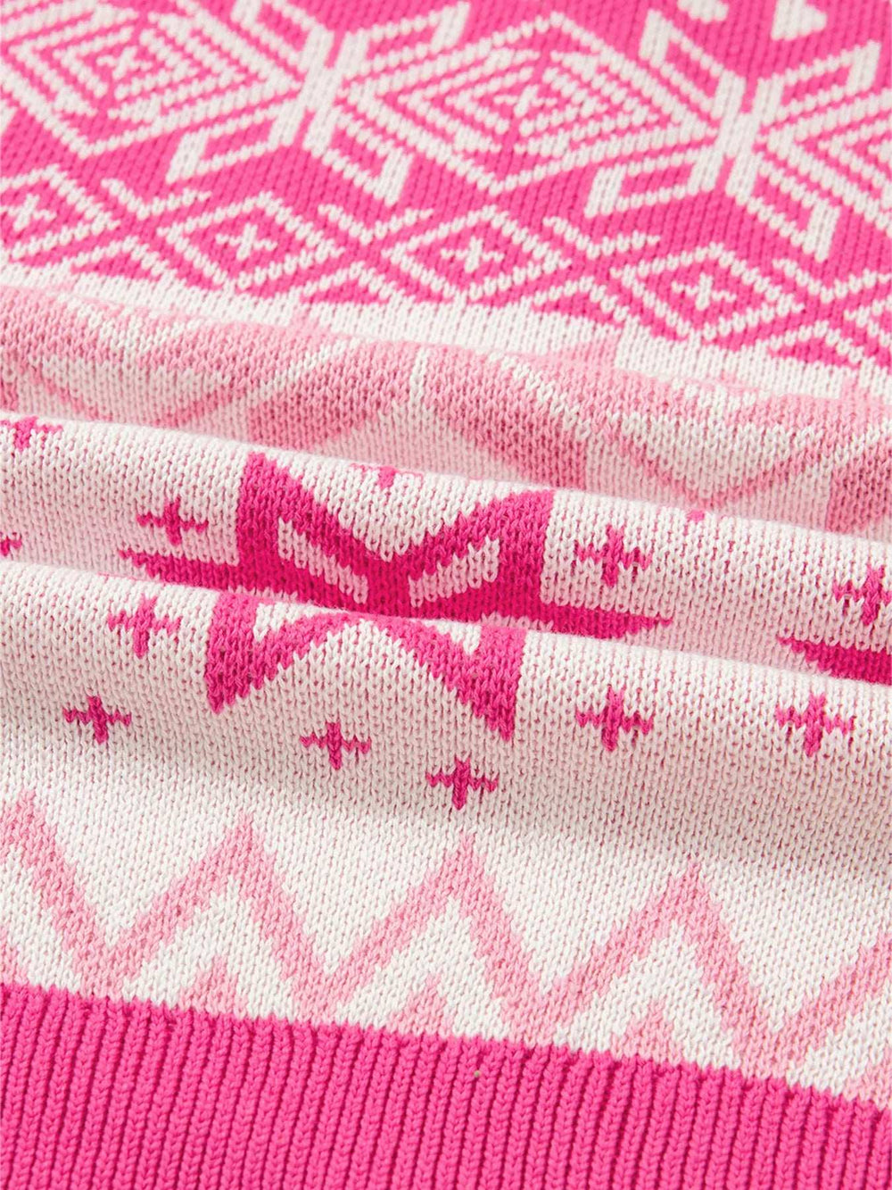 Christmas Snowflake Quarter Zip Collard Sweater - Trendsi - Flyclothing LLC