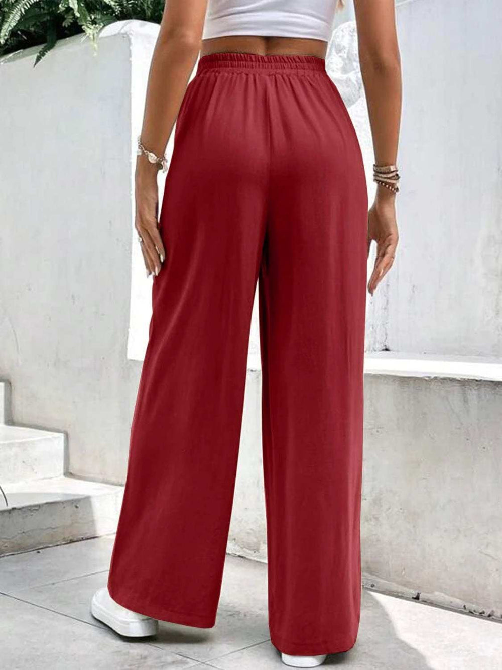 High Waist Wide Leg Pants with Pockets - Trendsi - Flyclothing LLC