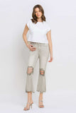 Lovervet Distressed Raw Hem Cropped Flare Jeans - Trendsi - Flyclothing LLC